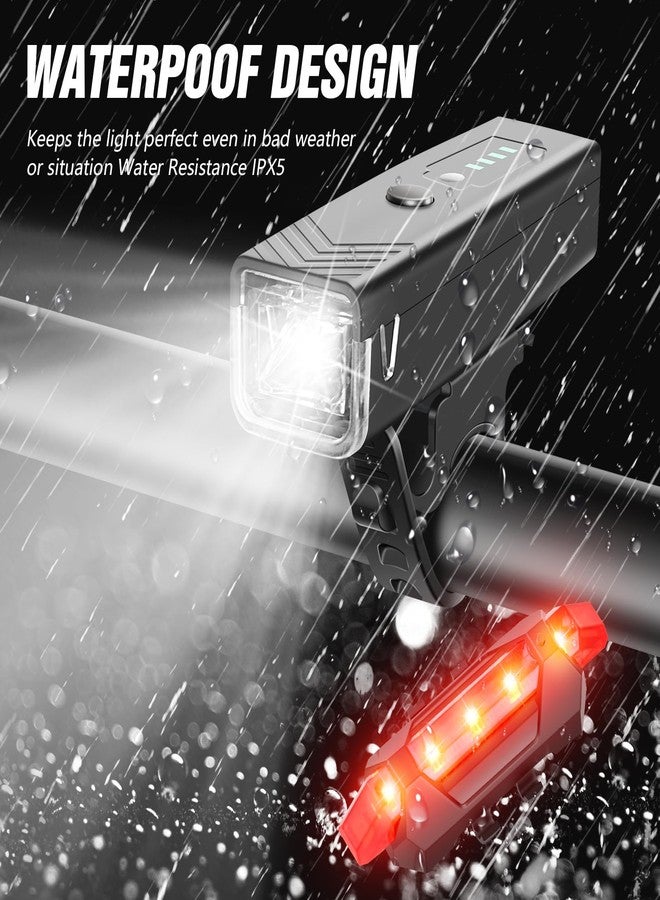 WGGE Ultra Bright USB Rechargeable Bike Light Set,Powerful Bicycle Front Headlight and Back Taillight,Easy to Install for Night Riding Fits All Bicycles,Mountain,Road or Camping - Image 4