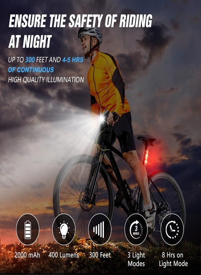 WGGE Ultra Bright USB Rechargeable Bike Light Set,Powerful Bicycle Front Headlight and Back Taillight,Easy to Install for Night Riding Fits All Bicycles,Mountain,Road or Camping - Image 5