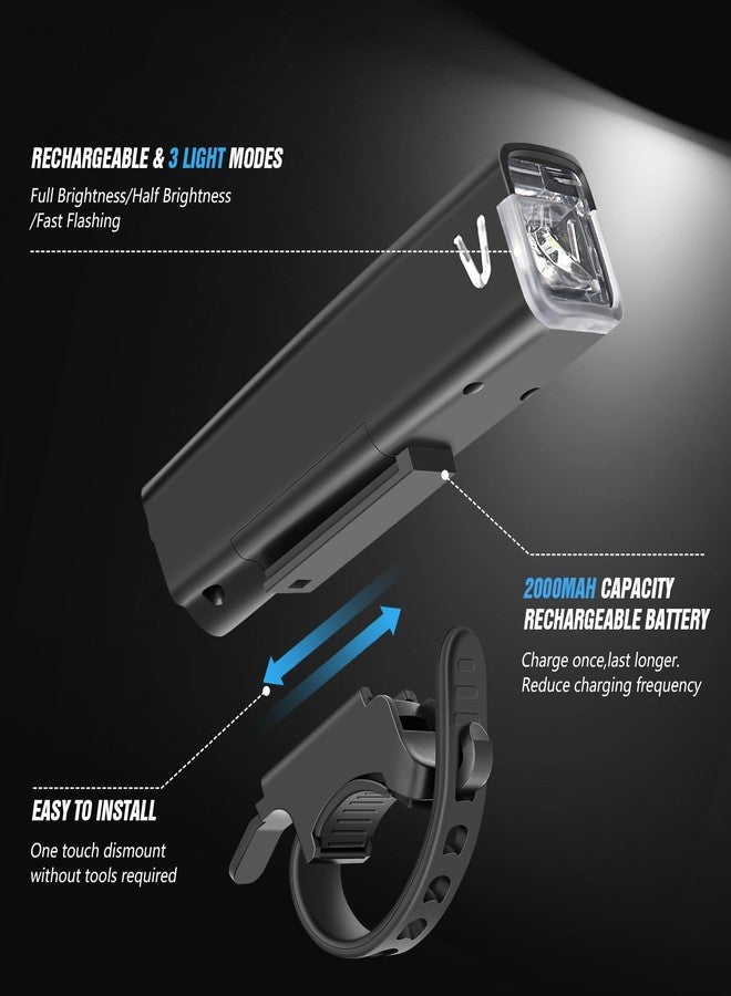 WGGE Ultra Bright USB Rechargeable Bike Light Set,Powerful Bicycle Front Headlight and Back Taillight,Easy to Install for Night Riding Fits All Bicycles,Mountain,Road or Camping - Image 2