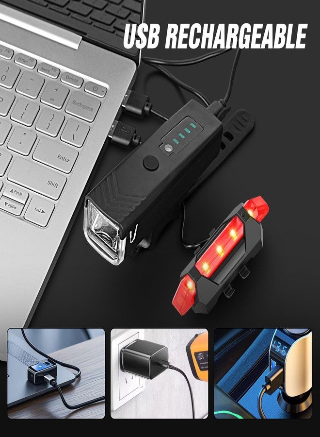 WGGE Ultra Bright USB Rechargeable Bike Light Set,Powerful Bicycle Front Headlight and Back Taillight,Easy to Install for Night Riding Fits All Bicycles,Mountain,Road or Camping - Image 3