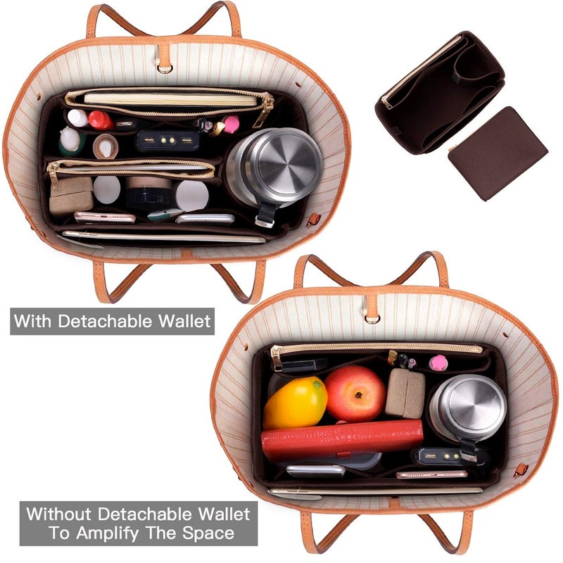 ETTP Purse Organizer, Felt Bag Organizer Insert For Speedy, Neverfull, Tote, Handbag, 8 Colors 5 Sizes (Large, Coffee) - Image 5