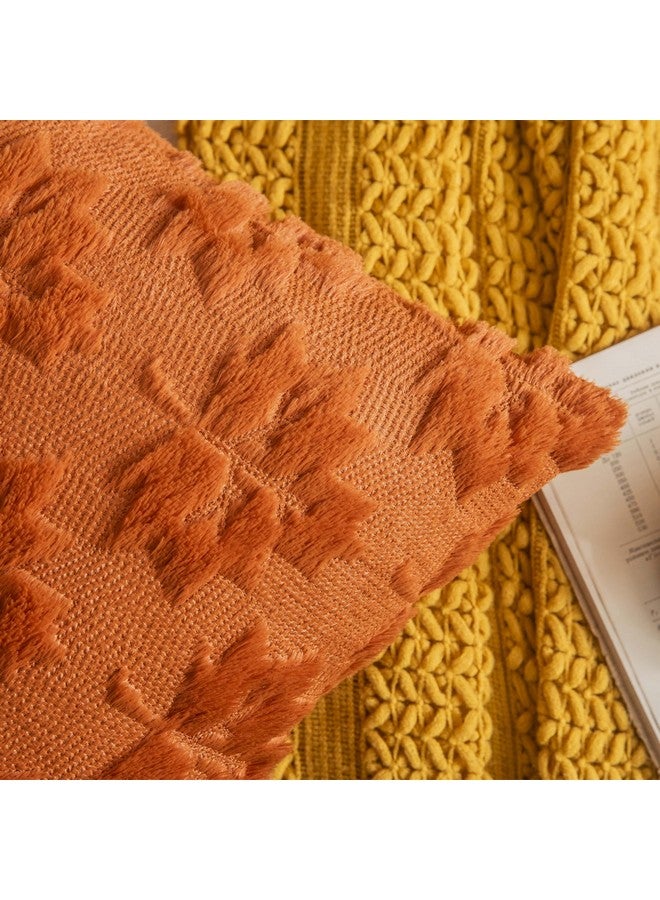 COSIBONO COSIBONO Maple Leaf Fall Throw Pillow Covers 18"x18" Set of 2, Rust Red Farmhouse Decorative Pillow Covers for Autumn Harvest Holiday Accent Pillow Cases, Faux Fur Pillow Covers for Couch Bed Room - Image 3
