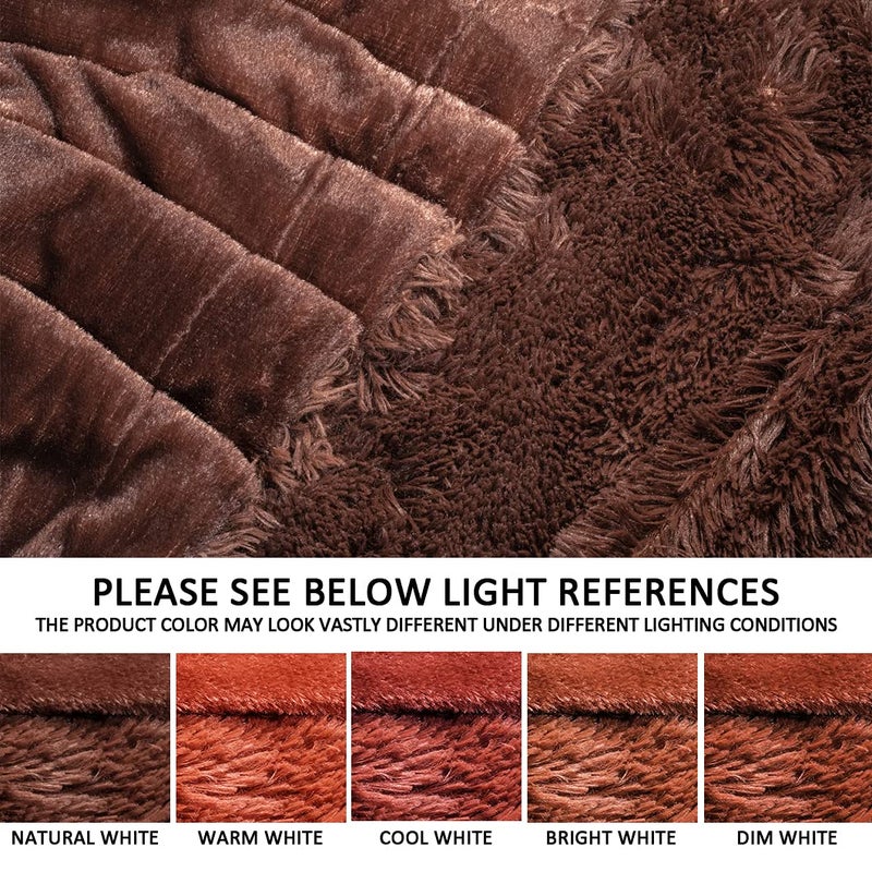 YUSOKI Long Faux Fur Throw Blanket for Sofa Couch,2 Layers,2.1lb,All Ages,Home Decoration, (Brown,50" x 60") - Image 5