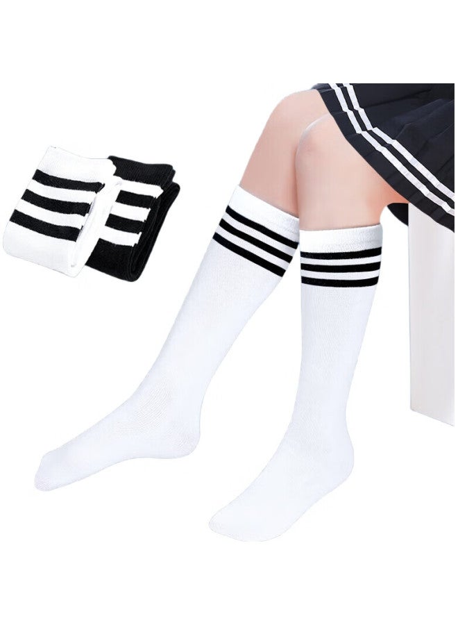 Barbie Children'S Mid-Calf Socks, Girls' Spring And Autumn Long Socks, Not Over-Knee High Socks, Boys' Long Socks, Half-Leg Socks, Cotton Socks, White + Black - Image 1