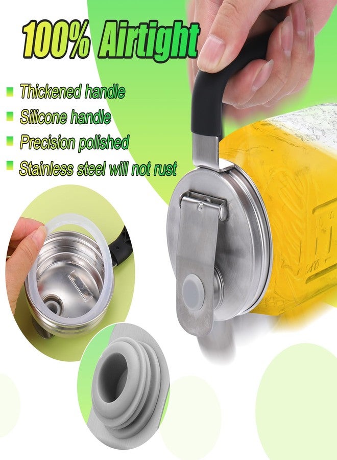 PalkSky Mason Jar Pour Spout Lid Stainless Steel with Handle, Regular Mouth Pour Spout Flip Cap Lids for Mason Jars, Anticracking Leak Proof Seal Cover Airtight for Drinking Salad Dressing Food Storing(2PCS) - Image 5