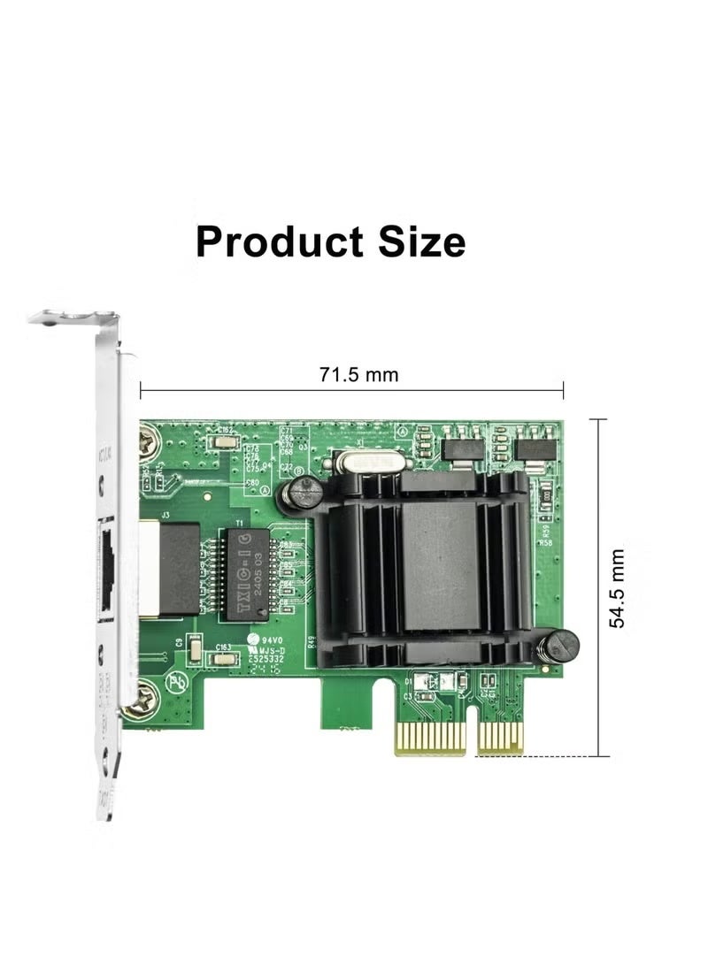 Gigabit PCIe Desktop Network Adapter, Single RJ45 Ethernet LAN Card, 10/100/1000Mbps High-Speed Wired Network Interface for PC and Server - Image 1