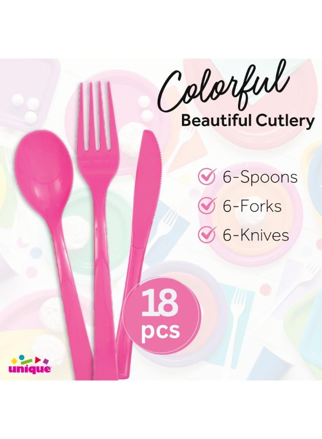 Unique 18 Assorted Hot Pink Cutlery - Image 2