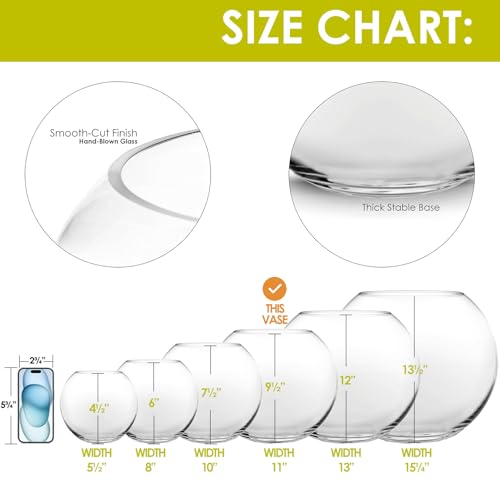 CYS EXCEL Large Glass Bubble Bowl (H-9.5" W-11", Approx. 3 Gal.) | Multiple Size Choices Fish Bowl Vase | Glass Round Bowl Terrarium | Globe Flower Vase Centerpiece - Image 3