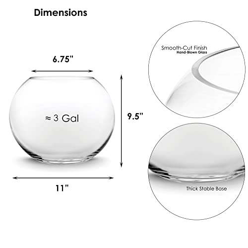 CYS EXCEL Large Glass Bubble Bowl (H-9.5" W-11", Approx. 3 Gal.) | Multiple Size Choices Fish Bowl Vase | Glass Round Bowl Terrarium | Globe Flower Vase Centerpiece - Image 2