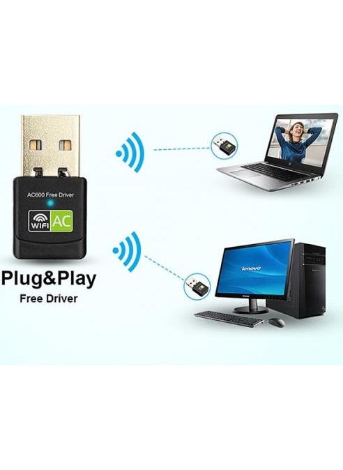 Coofbe - 2.4 Ghz +5 Ghz Dual Band 600 Mbps USB Wifi Converter Wireless Wifi Replicator USB To Wifi Kit - Image 1