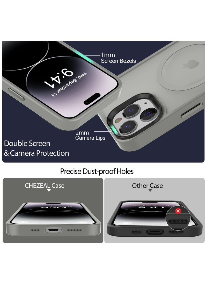 Generic Magnetic Case For iPhone 15 Pro Case Compatible with MagSafe Military Grade Protection Shockproof Translucent Matte Case Anti Scratch Shockproof Phone Case (Titanium)  - Image 3