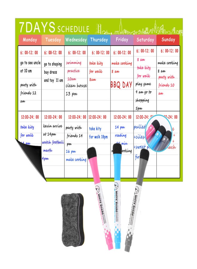Magnetic Dry Erase Calendar Whiteboard Fridge Magnet Flexible Daily Message Stickers with 3 Board Pen 1 Eraser for Weekly Monthly Organizer Schedule Planner To Do List Notepad Wall Set A3 16.5*11.8in - Image 1