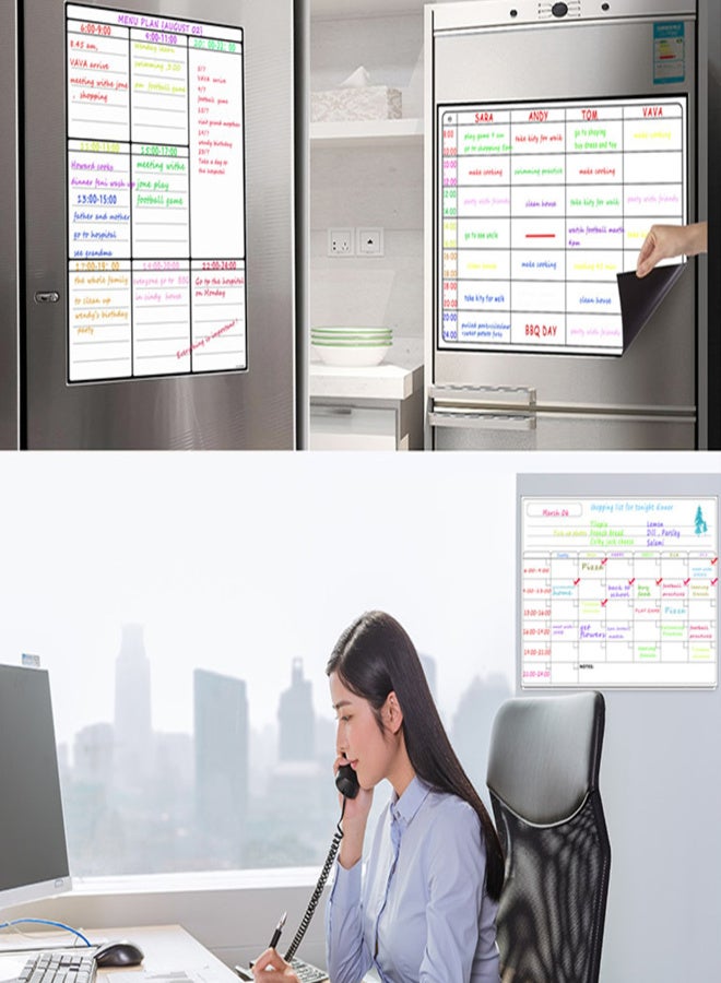Magnetic Dry Erase Calendar Whiteboard Fridge Magnet Flexible Daily Message Stickers with 3 Board Pen 1 Eraser for Weekly Monthly Organizer Schedule Planner To Do List Notepad Wall Set A3 16.5*11.8in - Image 3