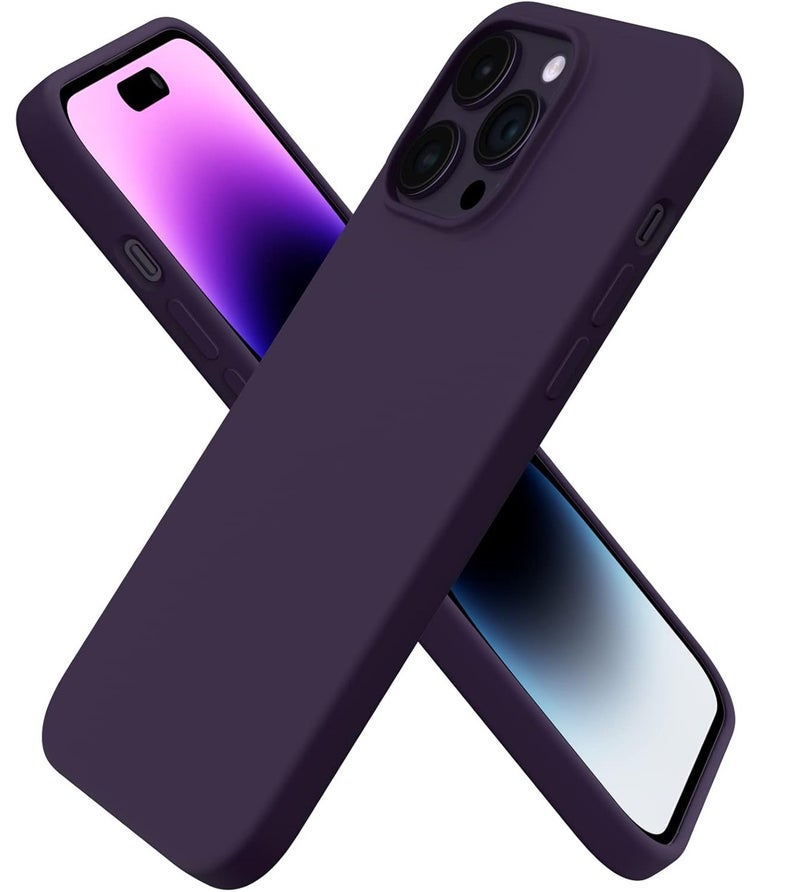 YoYoTech iPhone 14 Pro 6.1' 2022 Case,Liquid Silicone Cover Slim Fit Soft Back Silicone Cover Matte Military Grade Drop Tested,Soft,Shockproof Protective Fiber Lining,Full Protection Cover-Deep Purple - Image 1