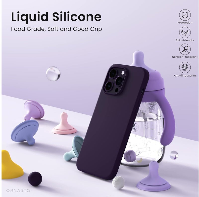 YoYoTech iPhone 14 Pro 6.1' 2022 Case,Liquid Silicone Cover Slim Fit Soft Back Silicone Cover Matte Military Grade Drop Tested,Soft,Shockproof Protective Fiber Lining,Full Protection Cover-Deep Purple - Image 2