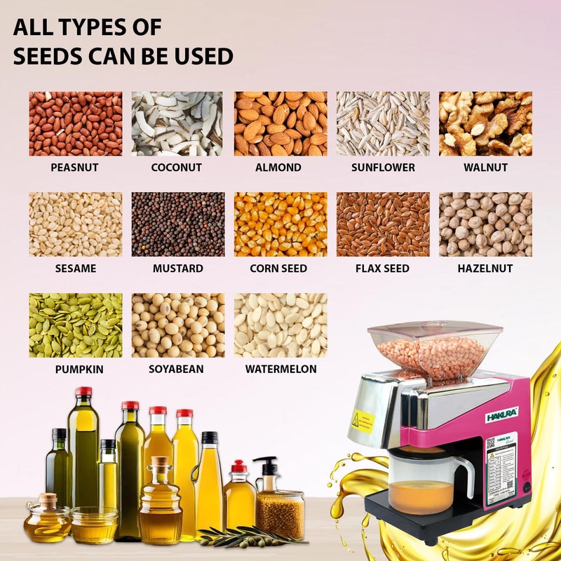 HAKURA HAKURA H2O2B Comfort Oil Extractor Oil Maker Press Machine For Home 560 Watts Pink  - Image 4