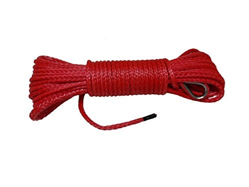 QIQU 4mm x 50ft Winch Rope, Synthetic Towing Rope for ATV, UTV, SUV, Car (Red) - Image 2