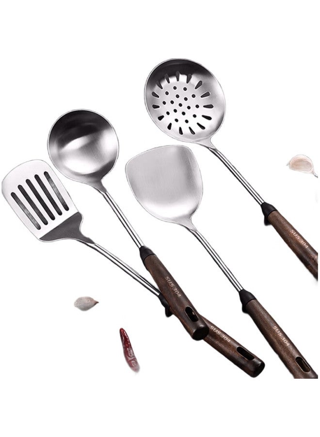 Canjiangjun 304 Stainless Steel Kitchen Utensil Set, Including Spatula, Soup Ladle, Strainer, And Four-Piece Set With Hanging Pot Handle - Image 1