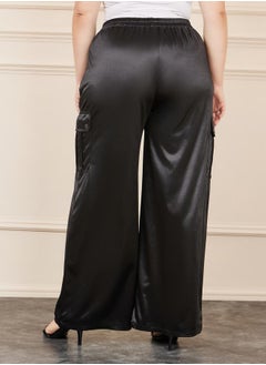 Styli Plus Satin Cargo Wide Leg Pant  - Image 4