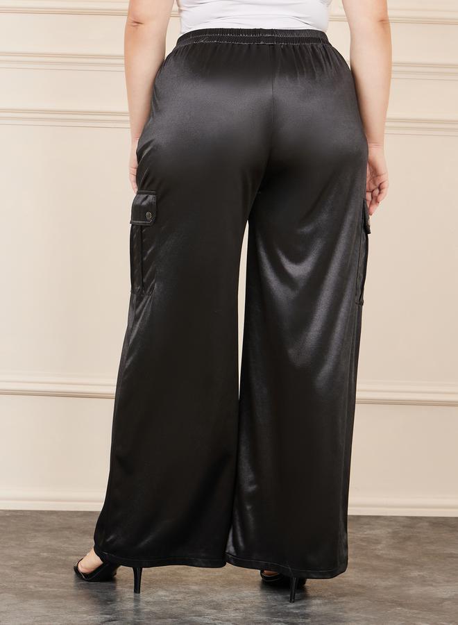 Styli Plus Satin Cargo Wide Leg Pant  - Image 4