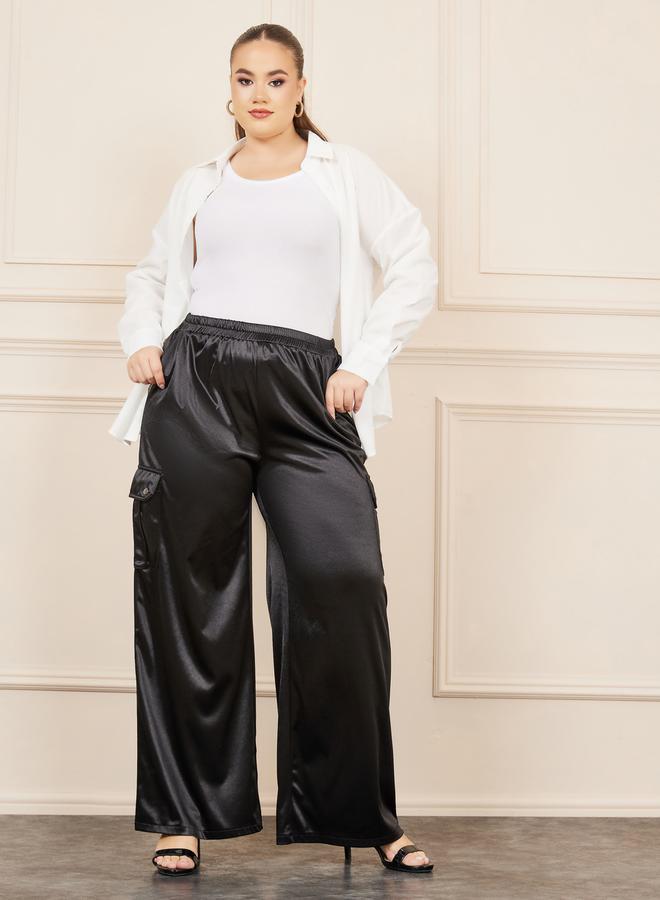 Styli Plus Satin Cargo Wide Leg Pant  - Image 5