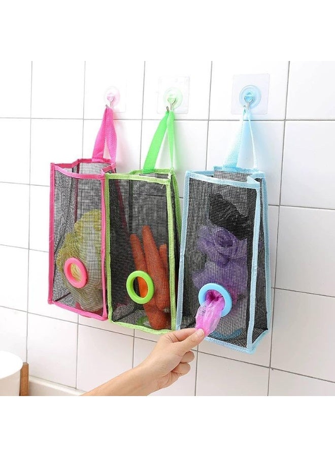 2 Pack Of Hanging Mesh Plastic Bag Organizer for Organizing and Holding Clear Plastic Bags, Recycling Bags, Grocery Bags, Mesh Plastic Bag Dispenser, Wall Mounted Storage Container for Bags and Wipes - Random Color - Image 4