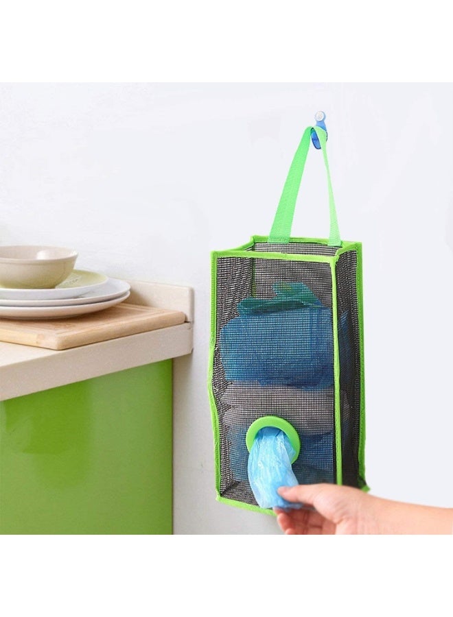 2 Pack Of Hanging Mesh Plastic Bag Organizer for Organizing and Holding Clear Plastic Bags, Recycling Bags, Grocery Bags, Mesh Plastic Bag Dispenser, Wall Mounted Storage Container for Bags and Wipes - Random Color - Image 2