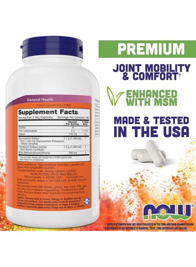 now مكملات، جلوكوزامين وكوندرويتين مع MSM، صحة المفاصل، الحركة والراحة*، 90 كبسولة نباتية - Image 2