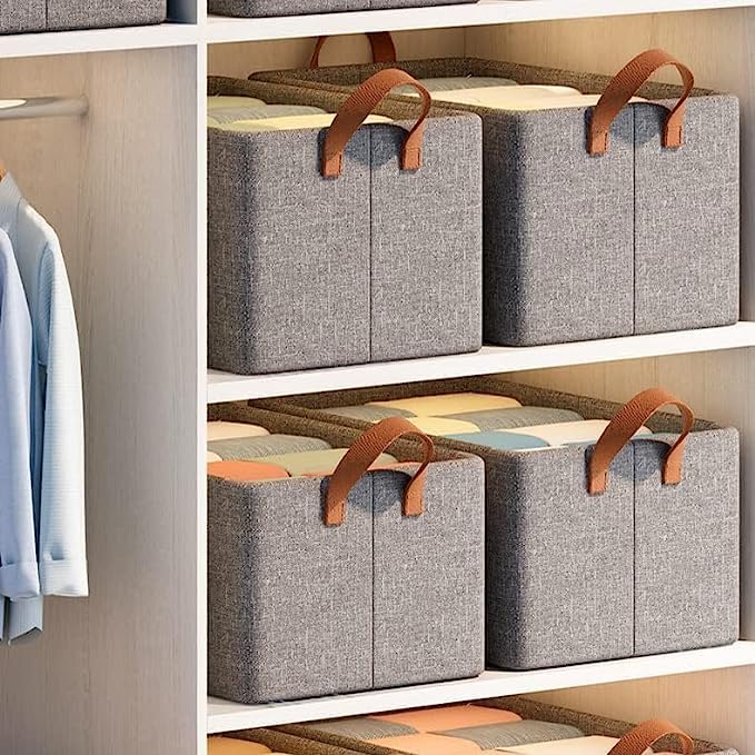 Epark Epark 26L Storage Bag with Steel Frame Support Closet Storage Bin Household Wardrobe Storage Box Large Capacity Foldable Organizer for Clothes Jeans and More with Handles Medium 6  - Image 5