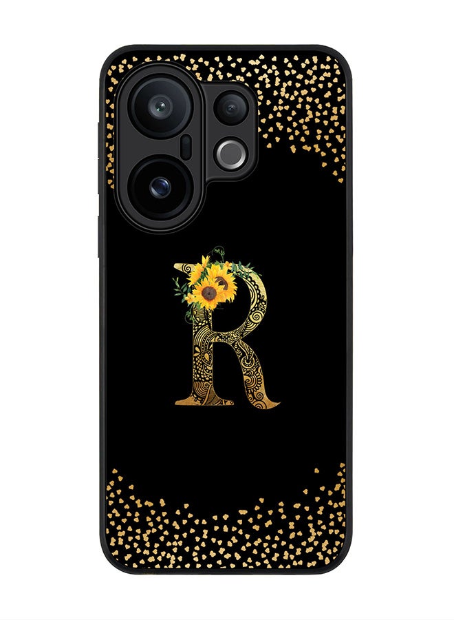 Stylizedd For vivo X200 FE / S30 Pro mini Case,Slim fit Camera Protection, Shockproof Thin Phone cover  - Custom Floral Monogram - R ( Black )