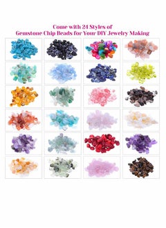 KASTWAVE Crystal Chips and Gemstones Beads for Jewelry Making, KASTWAVE 24 Colors Gemstones Chips Jewelry Bracelet Beads for Jewelry Making  - Image 1