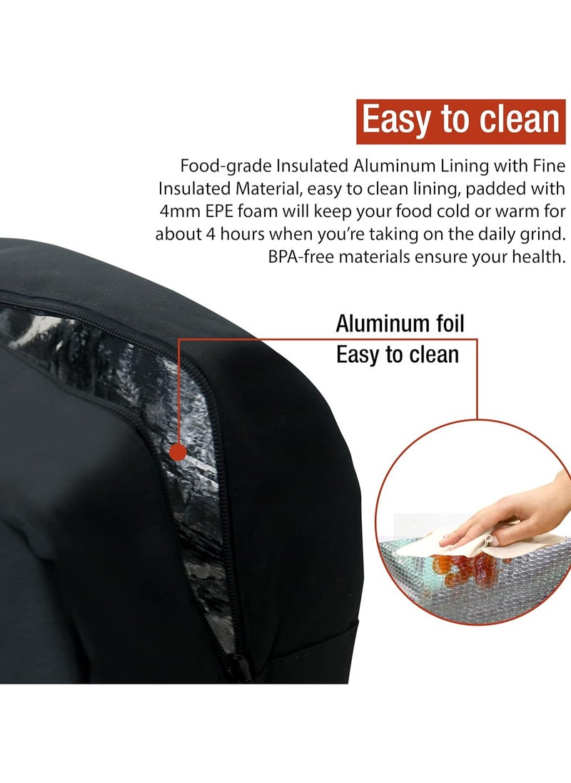 MahMir - MahMir Insulated Lunch Bag for Men Women Kids with Strap Handles Wide Open Easy to Clean Insulated Lunch Bag Box for Office Work School Picnic Travel, Leakproof Thermal Cooler Insulated Lunch (Black) - Image 1