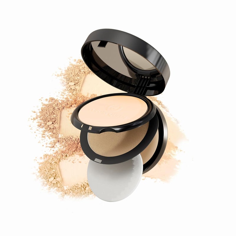 COLORS QUEEN Colors Queen 3in1 Multi Effect Sun Block Compact Powder Long Lasting Compact Powder with Highlighter Blends Effortlessly Absorbs Oil Lightweight Compact Powder for Women Rose Blush - Image 1