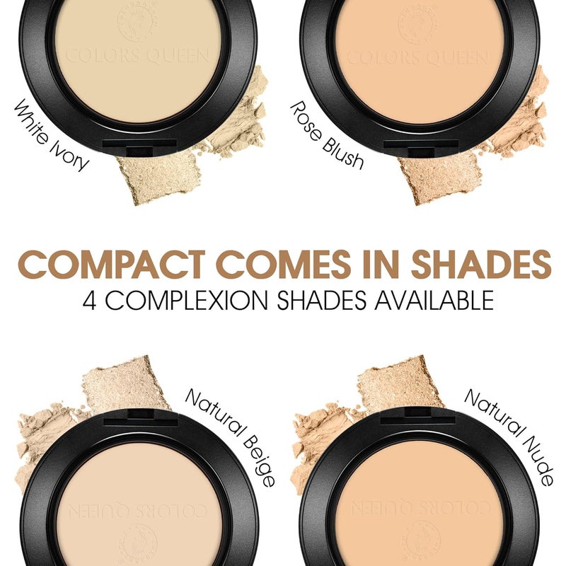 COLORS QUEEN Colors Queen 3in1 Multi Effect Sun Block Compact Powder Long Lasting Compact Powder with Highlighter Blends Effortlessly Absorbs Oil Lightweight Compact Powder for Women Rose Blush - Image 5