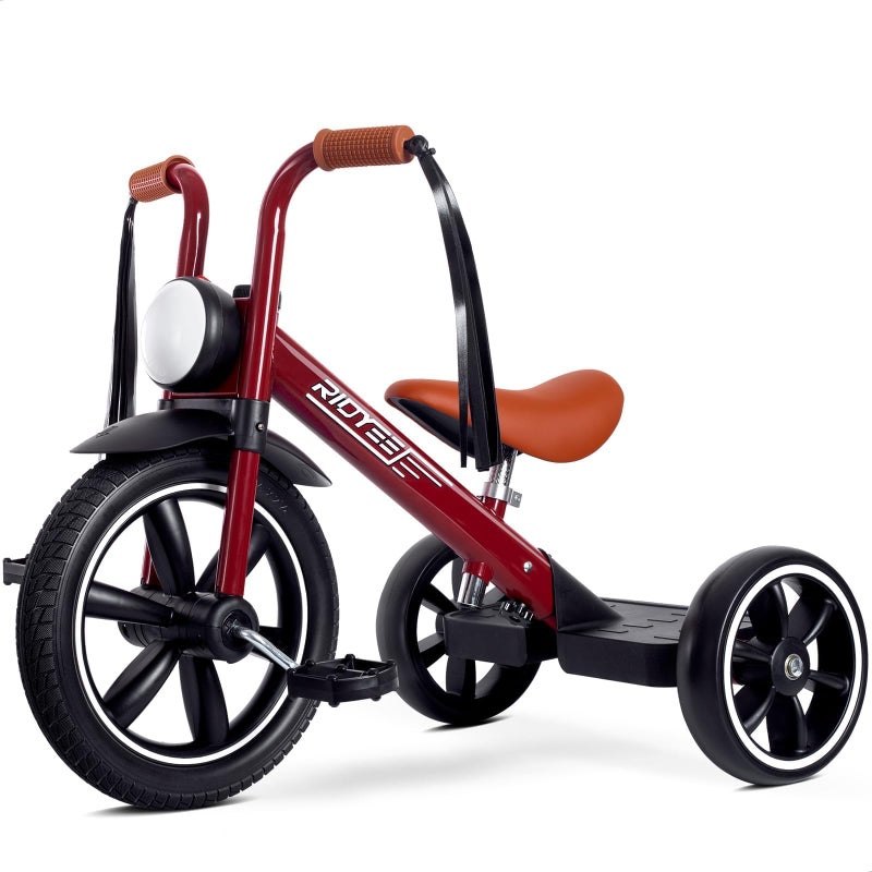 RIDYEE Toddler Tricycle for 2 to 5 Years Tricycle for 3 Years with Front Light Rubber Front Wheel Soft Handlebar with Streamers Adjustable Seat Red - Image 3