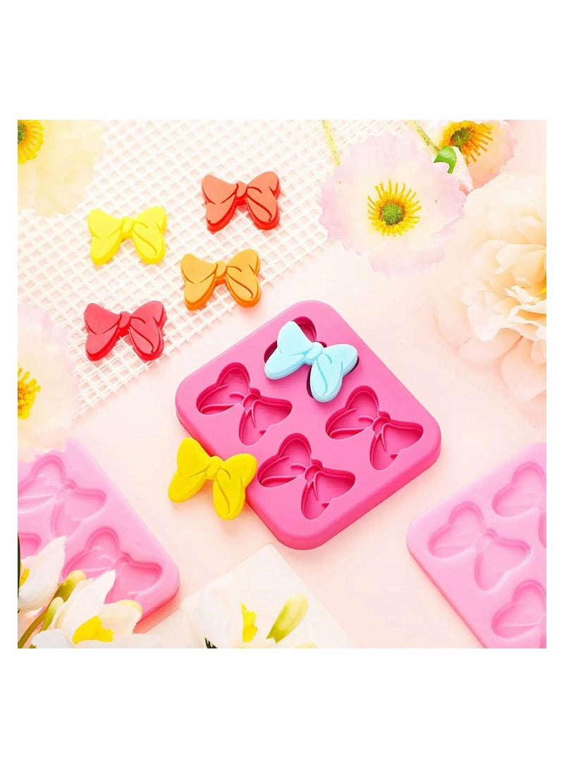 NIBEMINENT Bow Chocolate Silicone Mold 4 Pcs Fondant Mini Mould for Making Cupcake Soap Cookie Clay Decoration 16 Cavity Butter Pink - Image 2