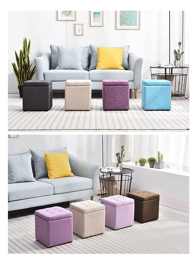FFD Storage Ottoman Cube Footrest Seat,Space Saving Foldable Storage Ottoman Boxes - Image 4