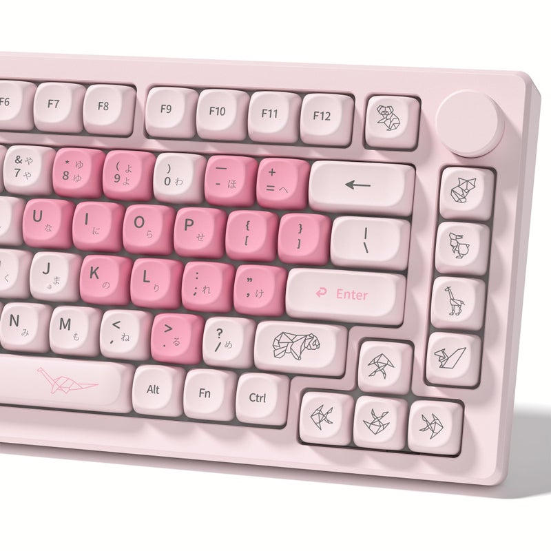 Womier Keyboard Keycaps Pink Cute Keycap MOA Profile PBT DyeSublimation Custom Key Caps Set 60 65 75 100 Percent for Cherry MX Kailh Outemu Gateron Mechanical Keyboards Love Origami