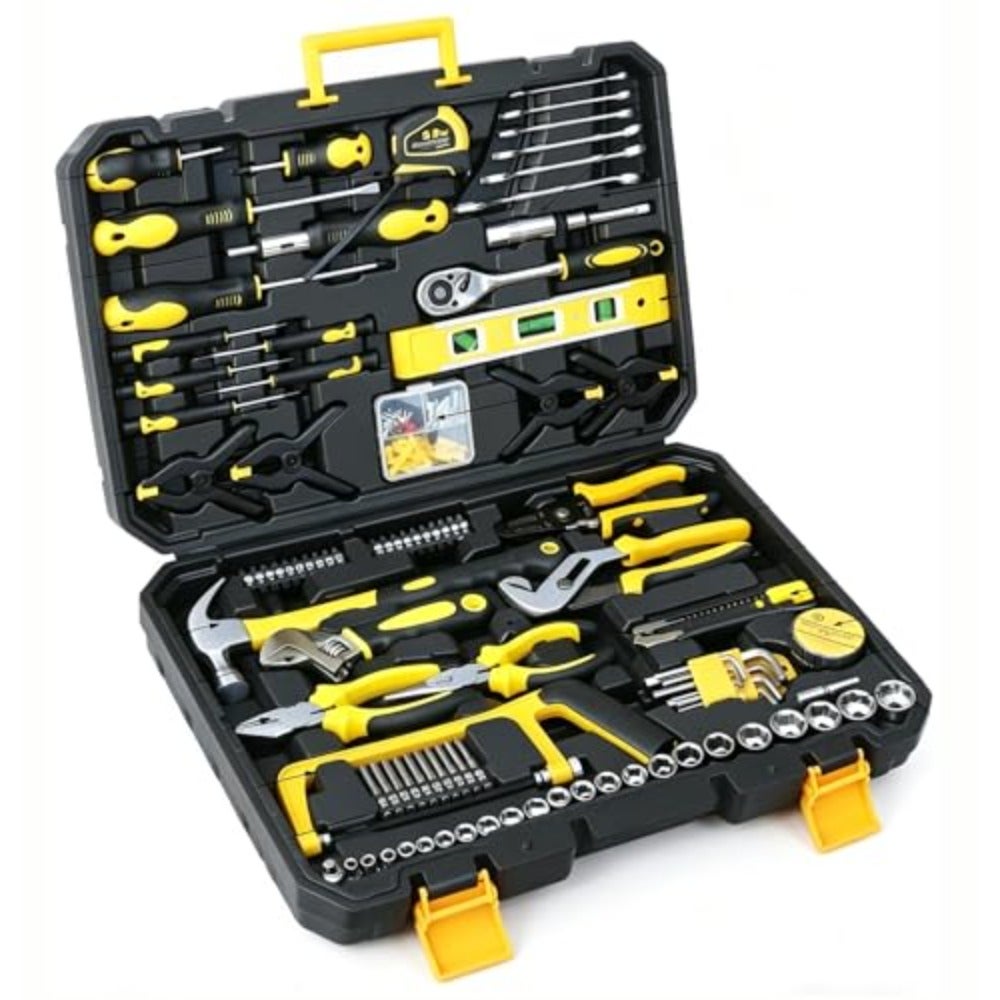 158 PCS Hand Tool Box Set - Mechanics Kit with Wrench Socket Household Repair Tool Set Multi-Tool Organizer for Home, Garage, Workshop Durable Steel Hand Tools with Tool Storage Box