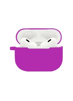 Suitable For Airpods Pro2 Protective Case Silicone Airpods4 Apple Wireless Bluetooth Headset Case-Color:Purple (with Hanging Ears 1.2mm)-Applicable Models:Airpods 1/2+metal Hook+pearl Bag Packaging