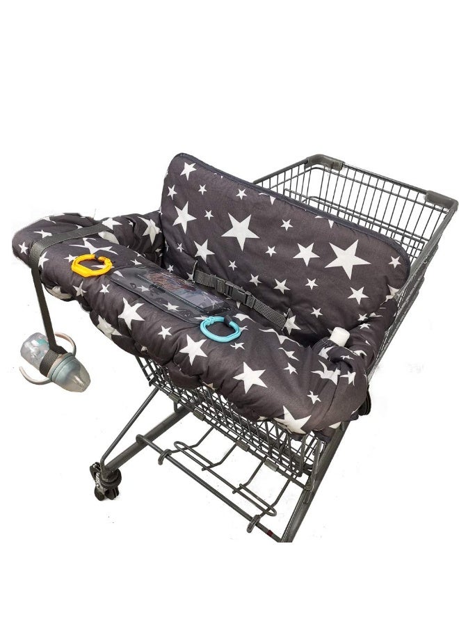 DODO NICI غطاء عربة التسوق للأطفال، غطاء كرسي عالي 2 في 1، طباعة نجوم - Image 2