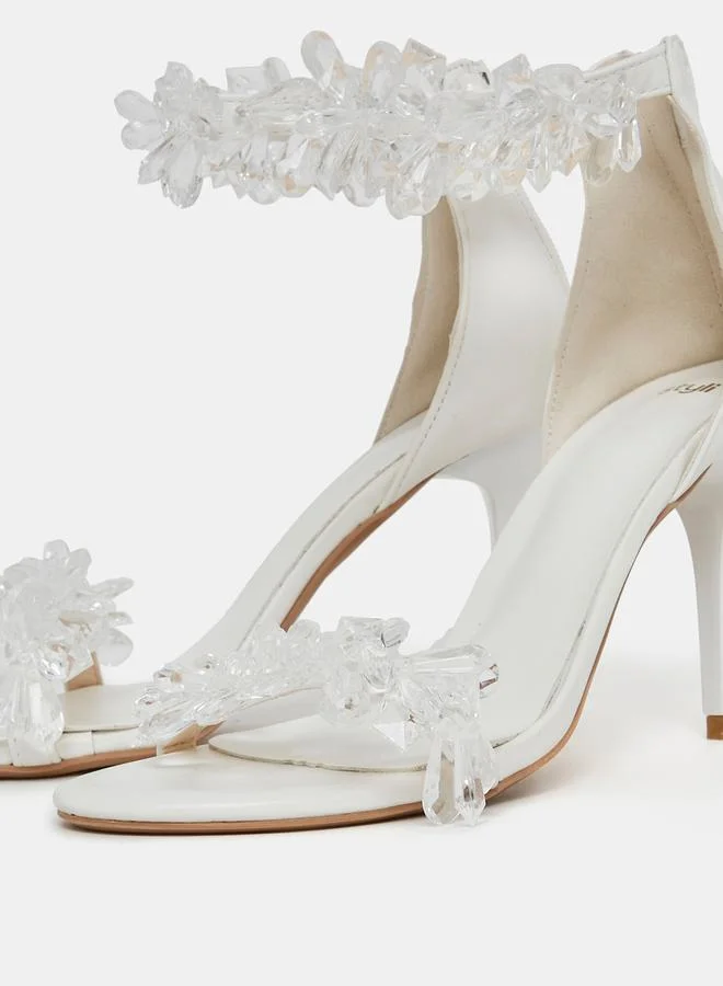 ستايلي Faux Crystal Strap Stiletto Heel Sandals