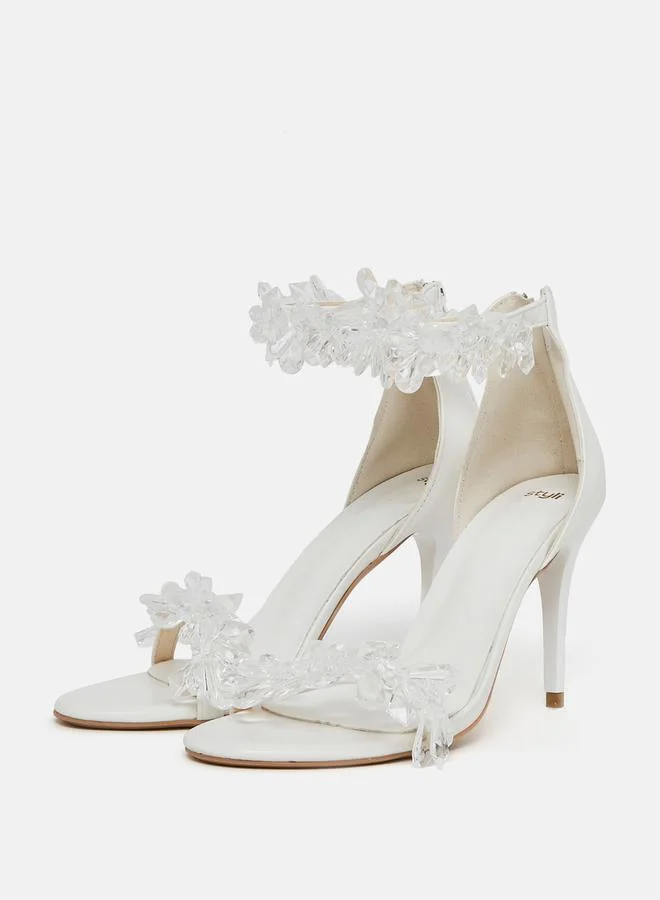 ستايلي Faux Crystal Strap Stiletto Heel Sandals