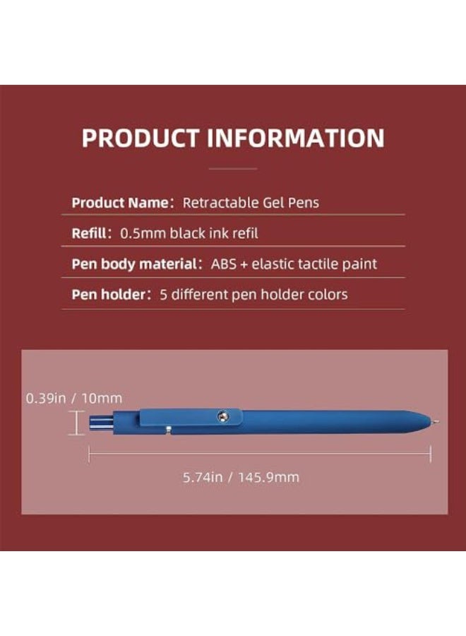 JZS Gel Pens, 5 Pcs 0.5mm Black Ink Pens Fine Point Smooth Writing Pens, High-End Series Pens for Journaling Note Taking, Cute Office School Supplies Gifts for Women Men,Vintage - Image 2