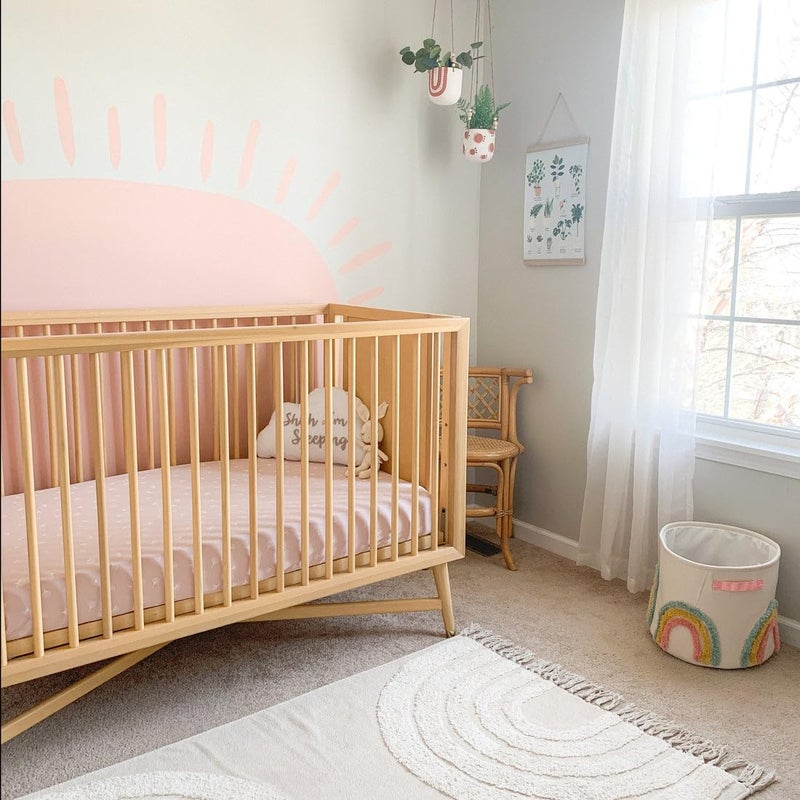 Ely's & Co. Ely’s & Co. Crib Sheet 2-Pack - Combed, 100% Jersey Cotton for Baby Girl - Rosewater Pink, Pin Dots & Gingko Leaves 52” x 28” - Image 4