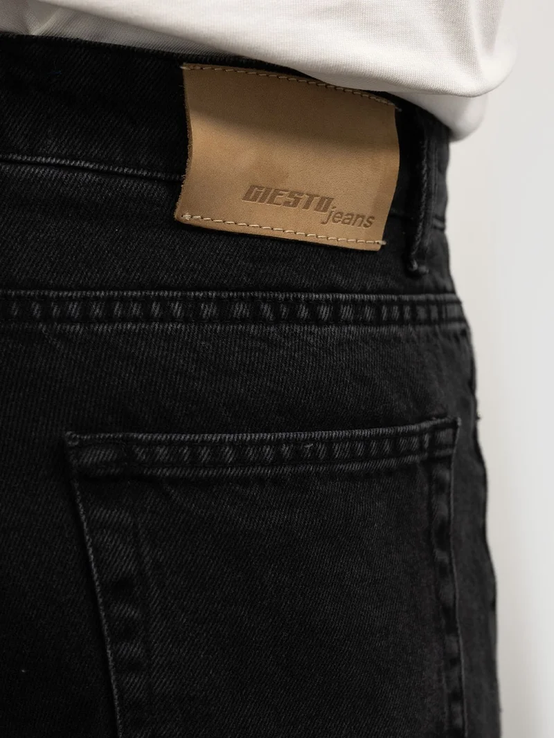 Giesto Charcoal Grey GIESTO Regular Fit Mid Waist Straight Leg Denim Jeans for Men | Best Price UAE