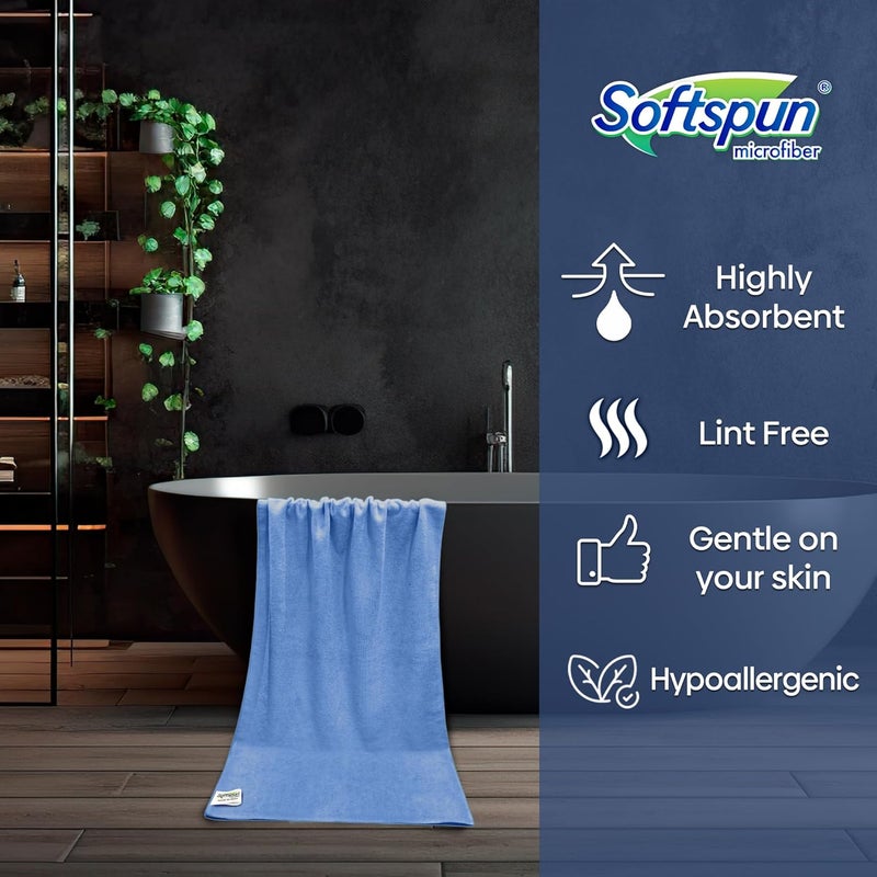 SOFTSPUN Microfiber Hair & Face Care Bath Towel 1 pc 60x120cm Sky Blue! Ultra Absorbent Super Soft & Comfortable, Quick Drying for Men & Women Daily Use for Large Size Unisex. - Image 2