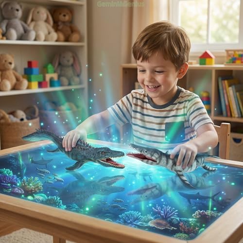 Gemini&Genius GeminiGenius Shark Toys Mosasaurus and Kronosaurus Set Sea Animal Dinosaur Toys Ocean Shark Toys Perfect for Kids Birthday GiftsCake Coppers Swimming - Image 5