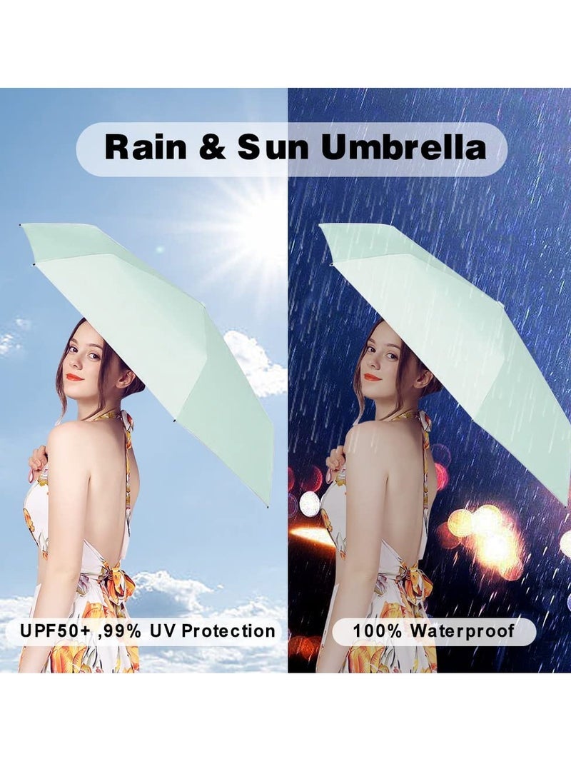 Captaintech Umbrellas Travel Sun Rain Umbrella for Walking With Case, Compact UV Umbrella for Sun and Rain, Lightweight Portable, Windproof Parasol Umbrella UV Protection for Women and Men - Image 2