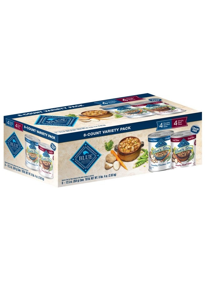 Blue Buffalo Blue's Stew Natural Adult Wet Dog Food Variety Pack, Chicken & Beef Stew 12.5-oz Can (8 Count- 4 of Each Flavor) - Image 1